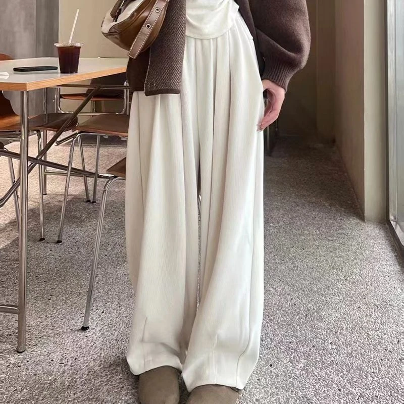 【加绒加厚】九分山本裤女秋冬季高腰加厚宽松针织拖地阔腿休闲裤子
