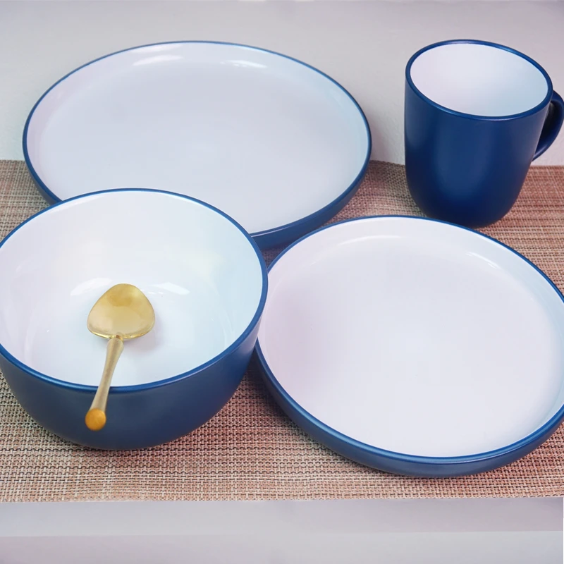 【INS风拍照好看蓝底平盘】韩式陶瓷平盘西餐盘意面盘甜品盘微瑕疵