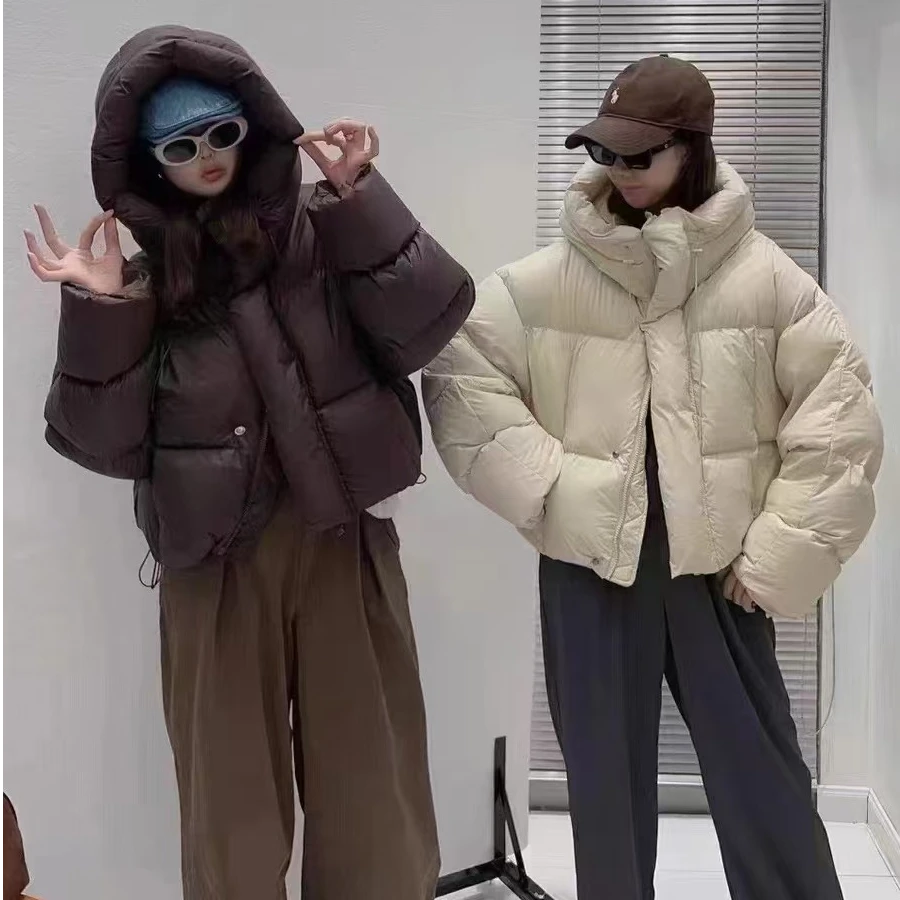 成人  女装五花色短款大帽子羽绒服