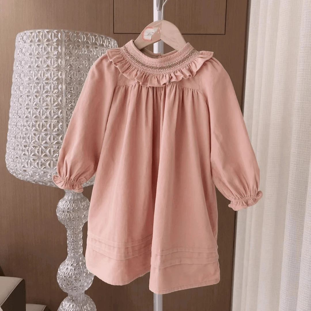 susu 粉色深灰两色拉卡领长裙