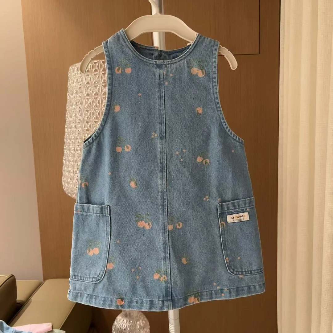 北欧 liwd 满印小橘子牛仔裙