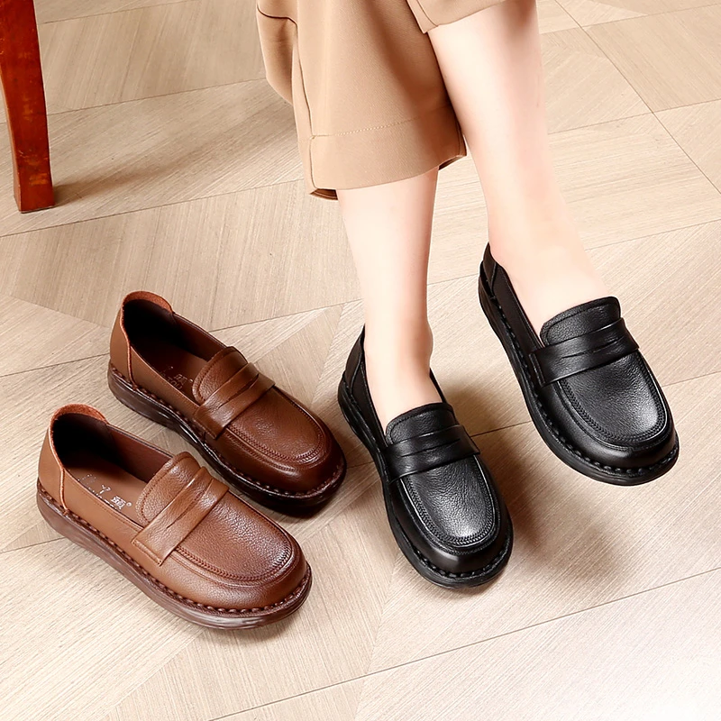 9375舒适平底单鞋防滑百搭女鞋春秋中老年50到60岁妈妈鞋软底休闲