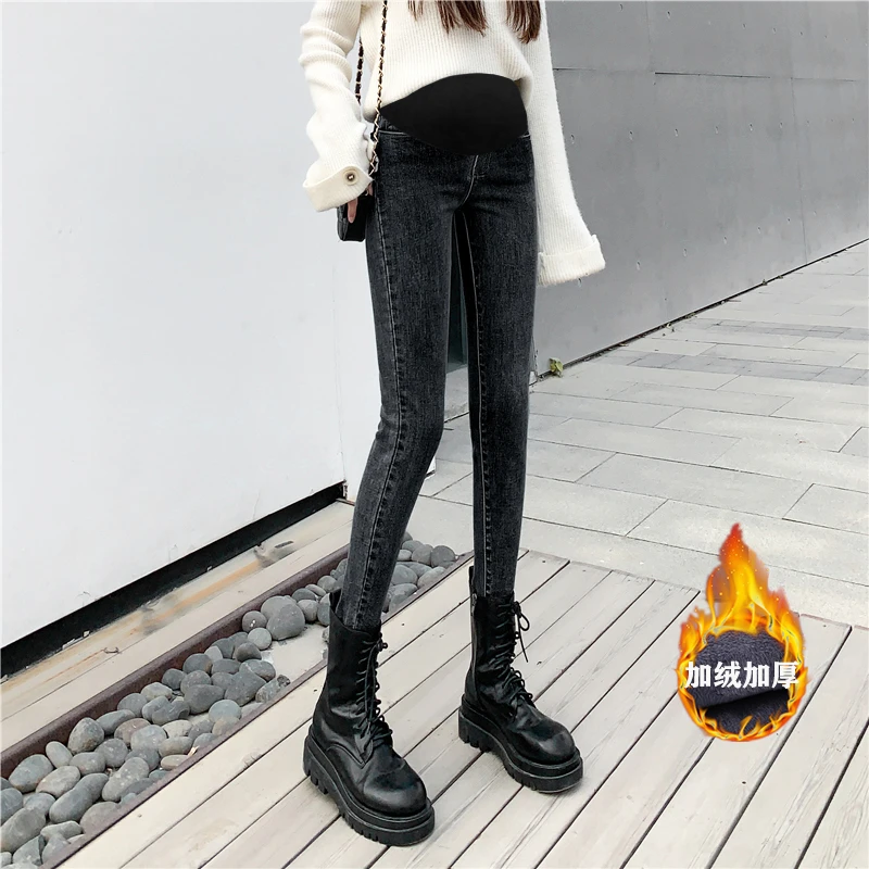 【五个厚度】孕妇牛仔裤秋季外穿铅笔裤时尚显瘦弹力小脚裤秋冬加绒