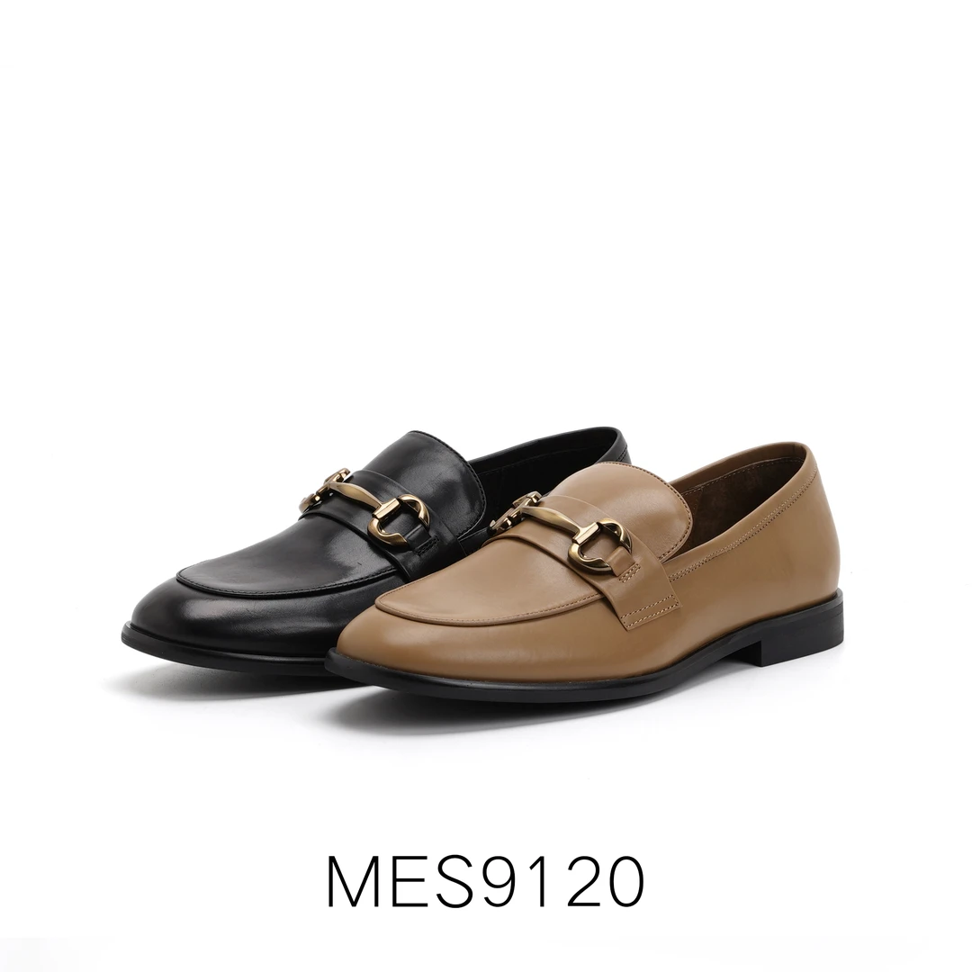 可宝高端平底百搭英伦风马衔扣舒适精品女鞋-MES9120