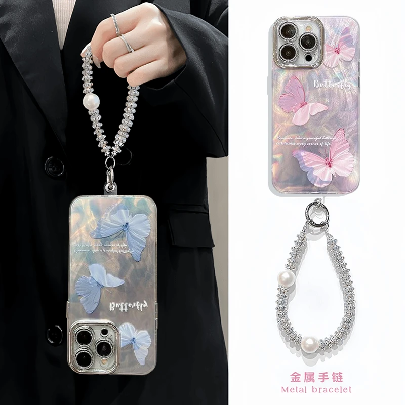 镜头膜羽纱三只蝴蝶透明保护壳苹果15华为vivo女oppo小米手机壳