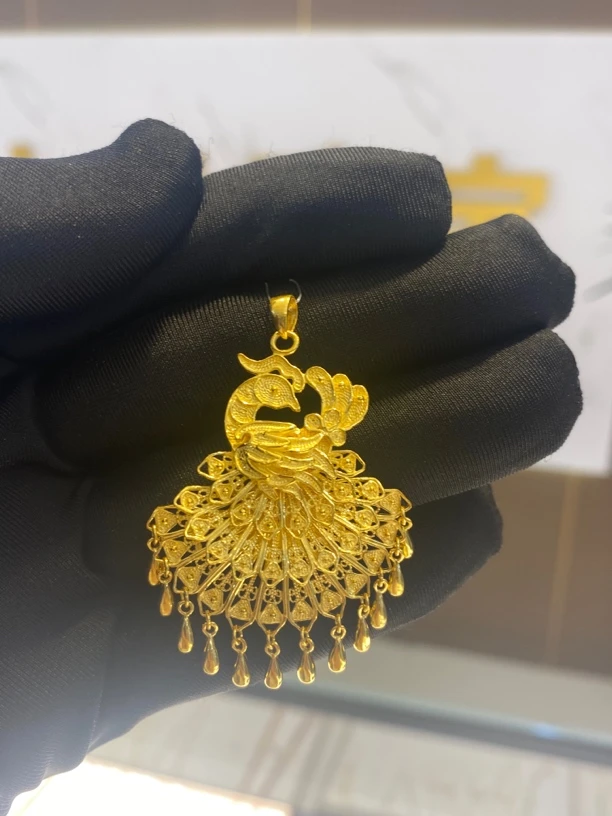 足金999 孔雀吊坠