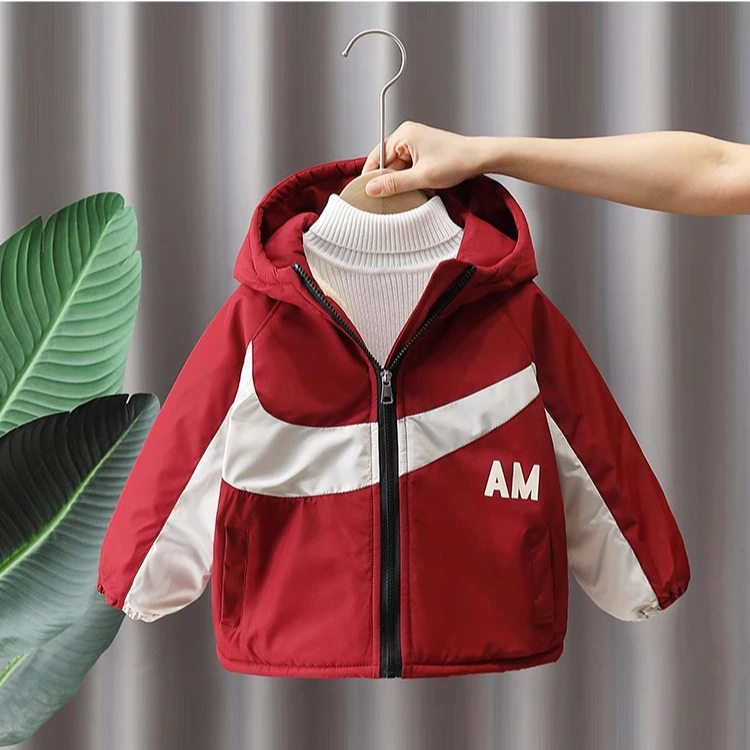 2024男童红色派克服外套棉服帅气加厚冬装大童中学生新款冬款童装