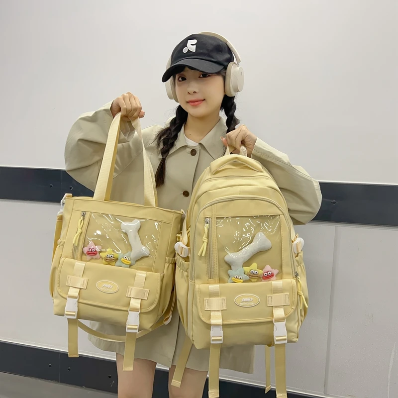 双肩包单肩包多隔层大容量小众简约韩版大学生百搭休闲学院风女生