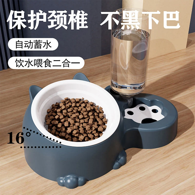 【西藏包邮】宠物用品双碗自动饮水宠物猫粮狗粮盆不锈钢陶瓷狗盆