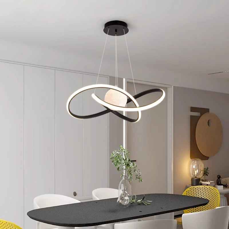 月球吊灯现代简约北欧创意卧室灯饭厅餐桌吧台卧室奶油风吊灯餐厅