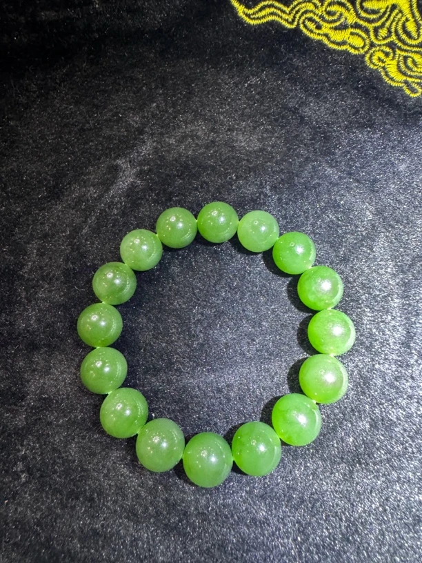 和田玉碧玉卡12无黑点手串时尚