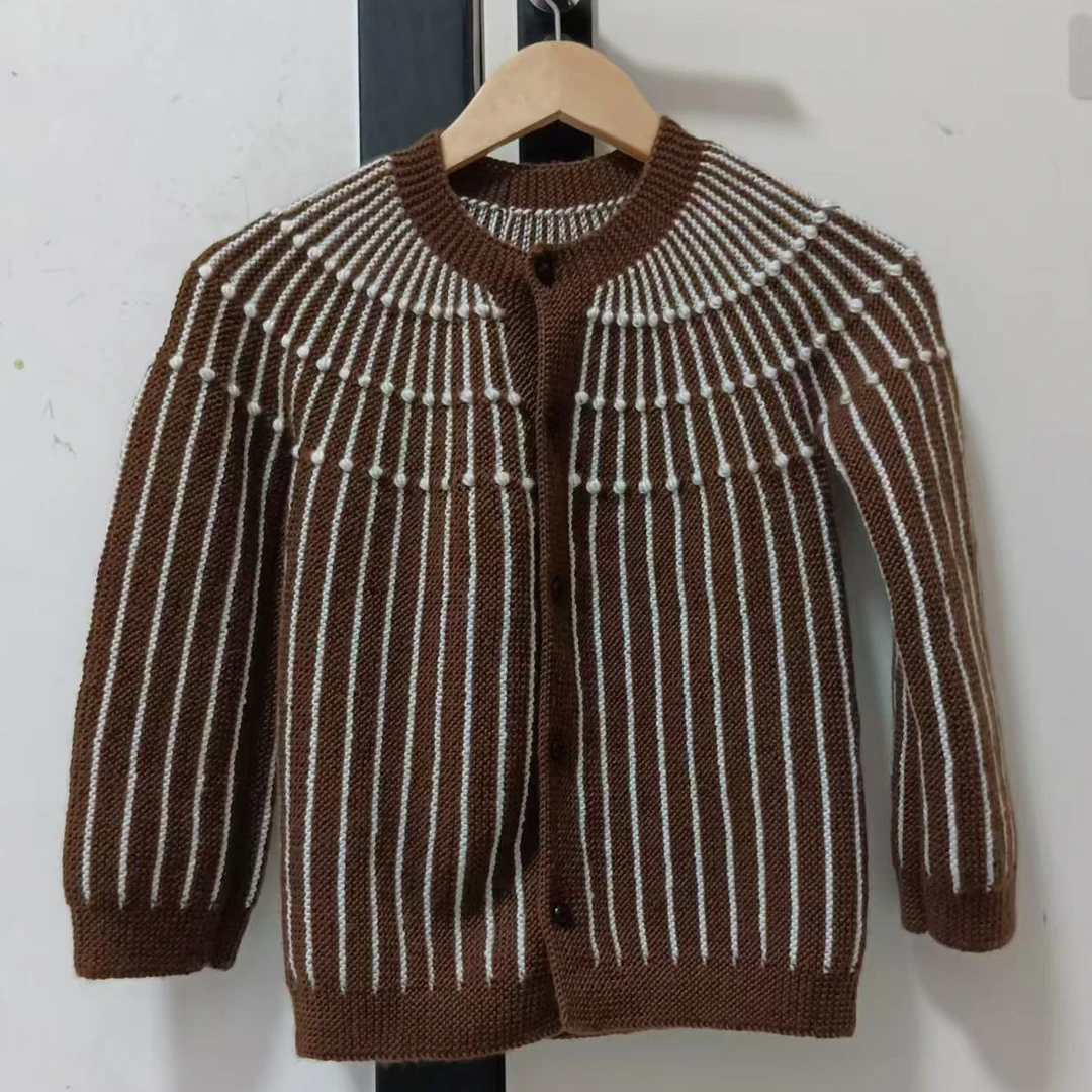 手工编织材料包儿童条纹开衫宝宝棒针