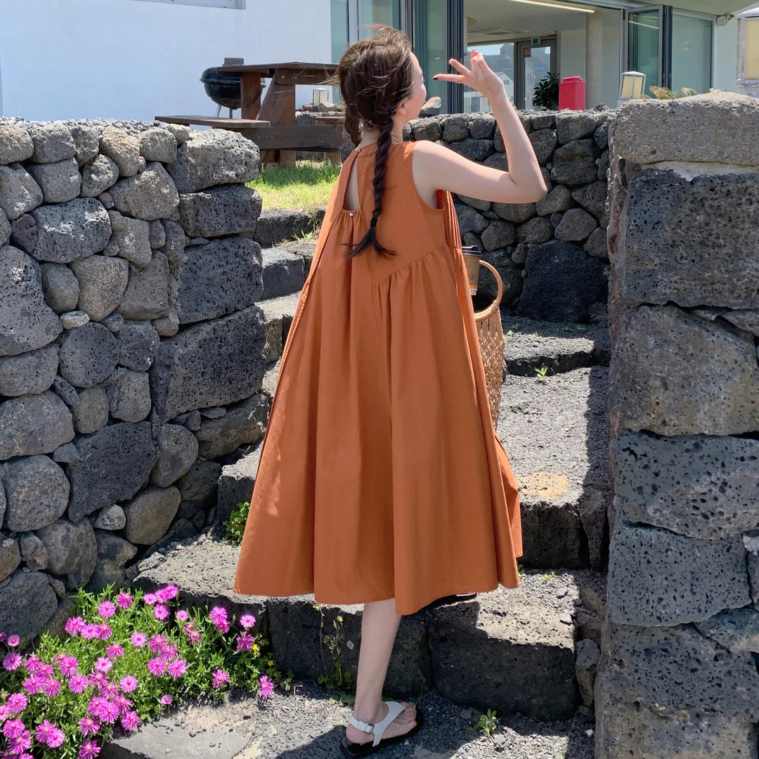 法式浪漫设计感连衣裙女2025夏季新韩版休闲森系度假时尚背心长裙