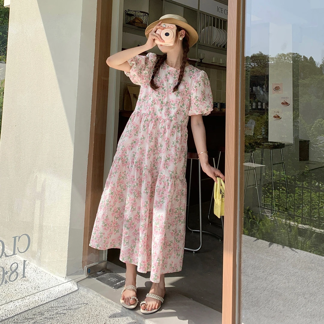 桔梗法式碎花连衣裙女2025夏季新款温柔风气质海边度假小清新裙子