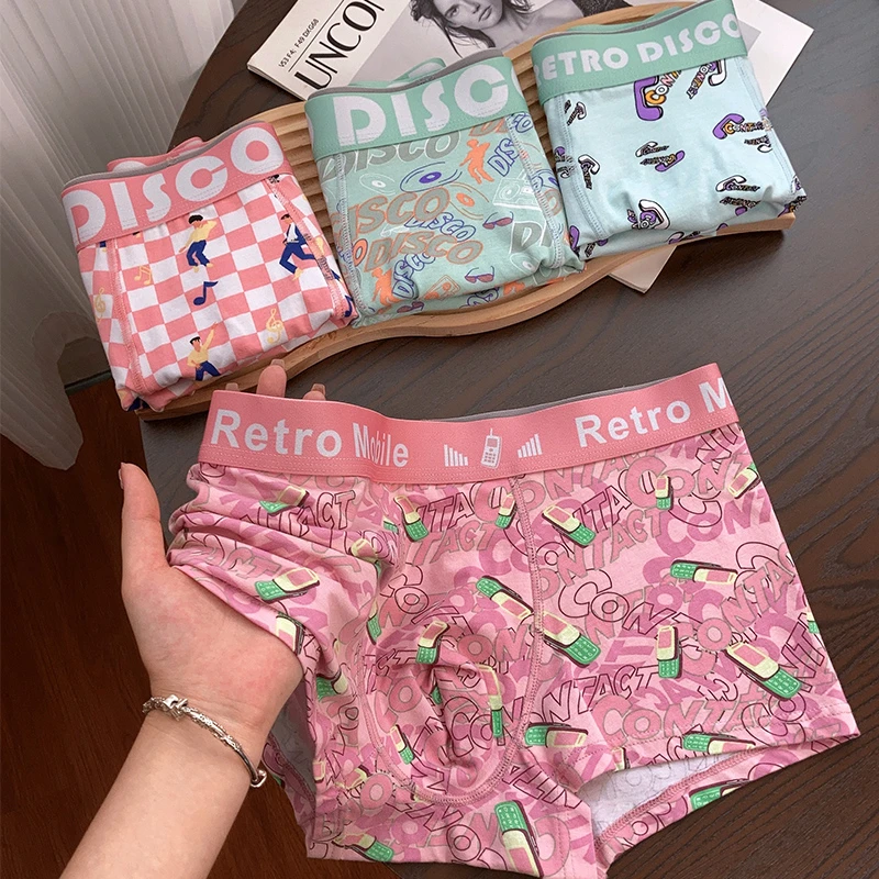 NCOTSTU猛男粉男士内裤棉质透气平角裤趣味印花高弹四角裤送男友
