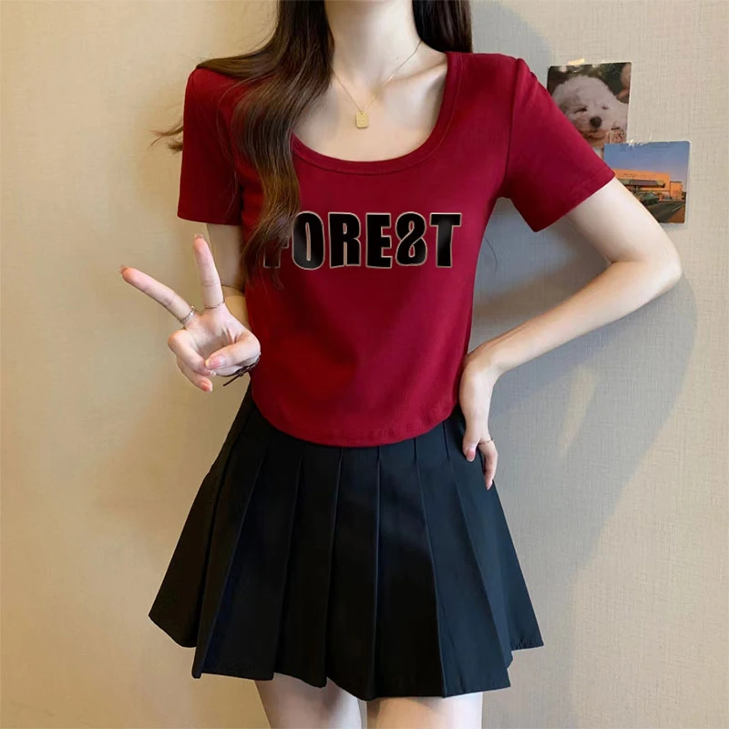 大码女装短袖T恤夏季2023新款胖mm遮肚子显瘦设计感小众正肩上衣