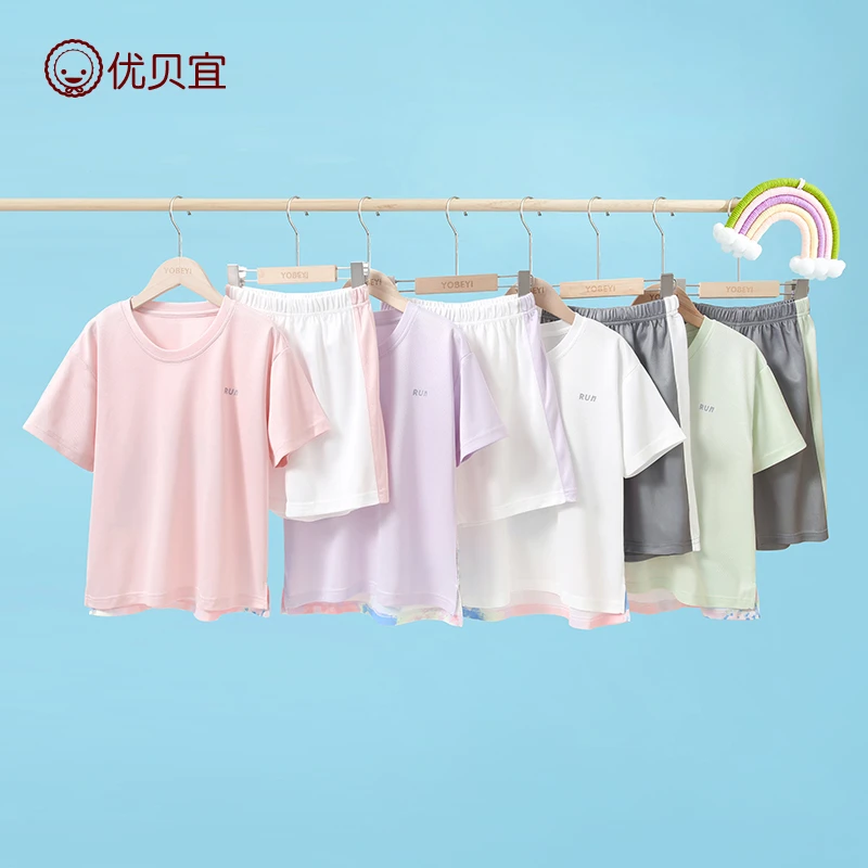 优贝宜【2025·新品】儿童网眼速干套装 男女童短袖短裤两件套中大童