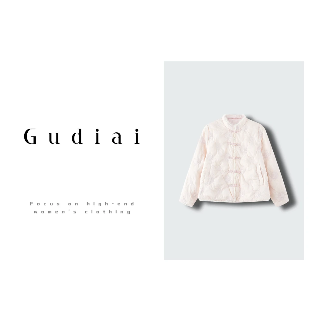 Gudiai/古迪爱【诗雨】新中式冬季国风拼接毛领羽绒服A443-Y2394