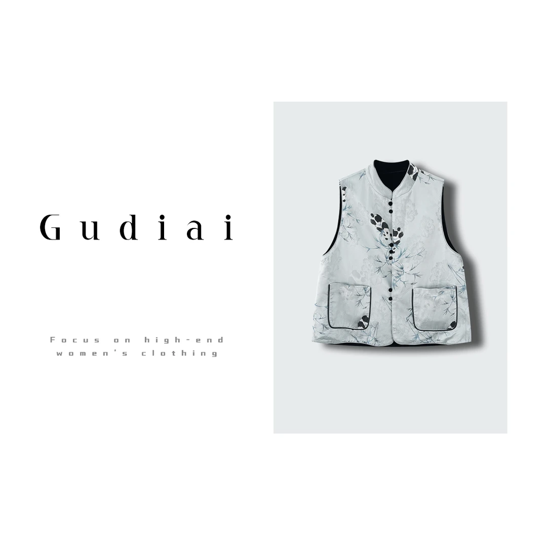 Gumuxi/古沐熙【小熊猫】新中式双面双穿醋酸丝绒马甲A364-Y2326