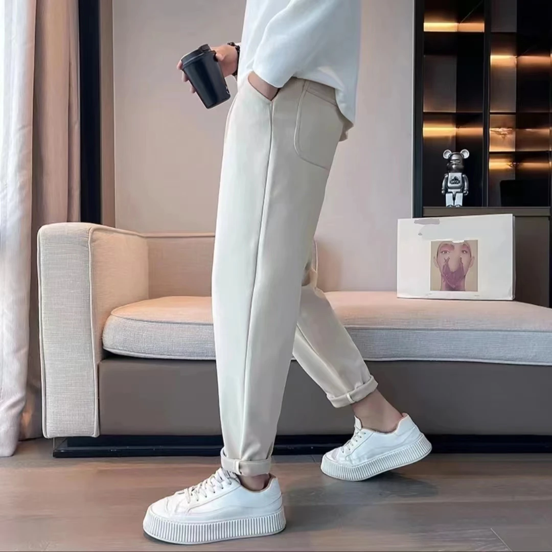 春夏季新款休闲小西裤直筒裤九分裤韩版潮流宽松显腿直弹力休闲裤