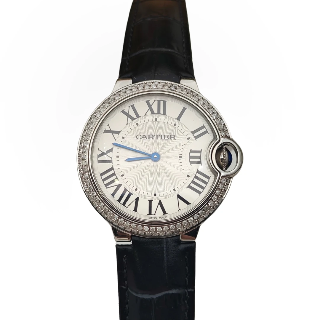99新 Cartier/卡地亚 蓝气球/精钢后镶钻/36mm/石英表
