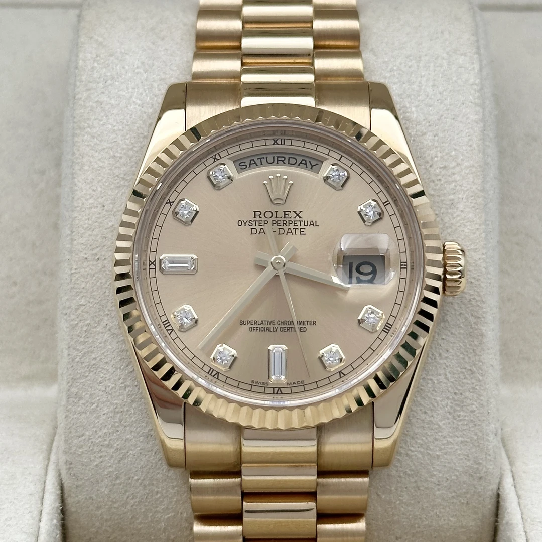 99新 Rolex/劳力士 星期日历型/118238/36mm/原盘原钻/自动机械