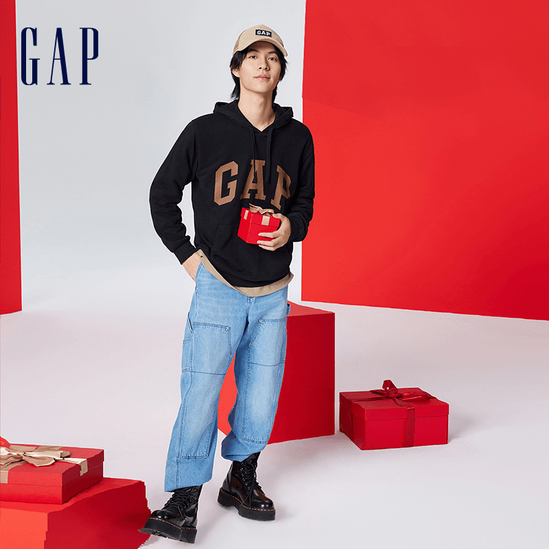 gap男女装春季2024新款LOGO美式复古连帽法式圈织软卫衣892186