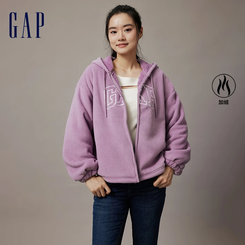 GapLOGO春日休闲风抱抱绒宽松运动807025休闲连帽衫开春洋气