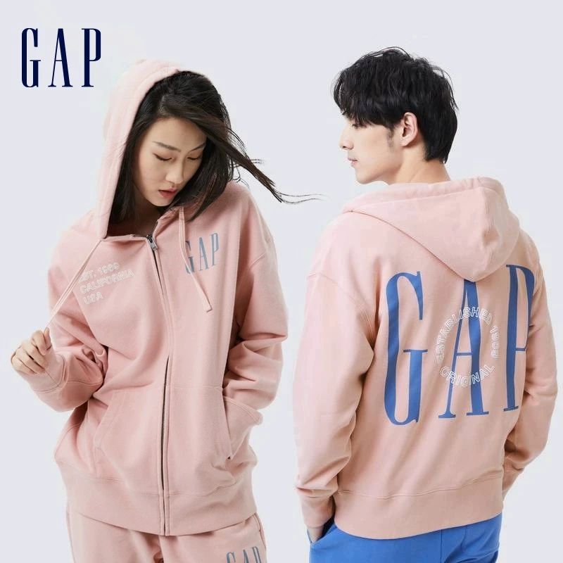 Gap男女装LOGO法式圈织软卫衣809003秋季情侣美式复古开衫外套