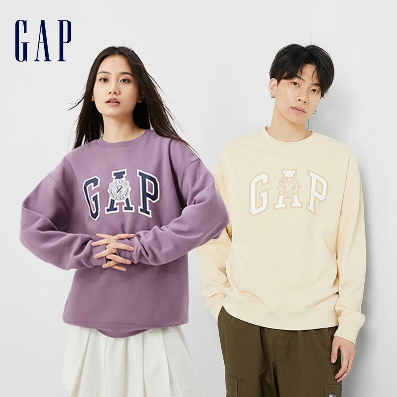 gap男女装秋季2023新款LOGO系列碳素软磨抓绒宽松卫衣760421上衣