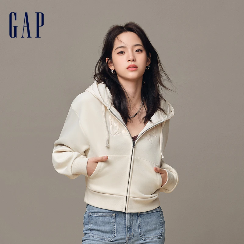 【欧阳娜娜同款】Gap女装冬季LOGO抓绒卫衣连帽衫 891162