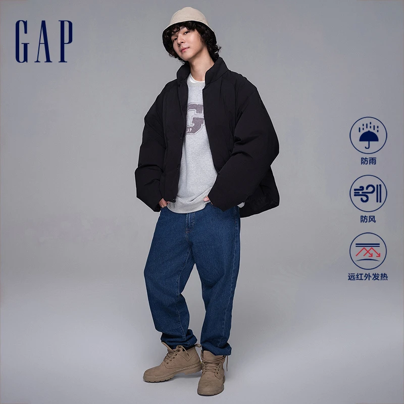 gap男女装秋季2023新款防风雨发热保暖羽绒服720836时尚面包服