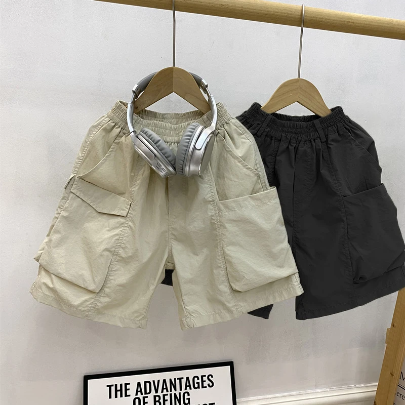 男童夏季工装短裤2024新款男孩帅气多口袋轻薄纯棉中裤宝宝五分裤