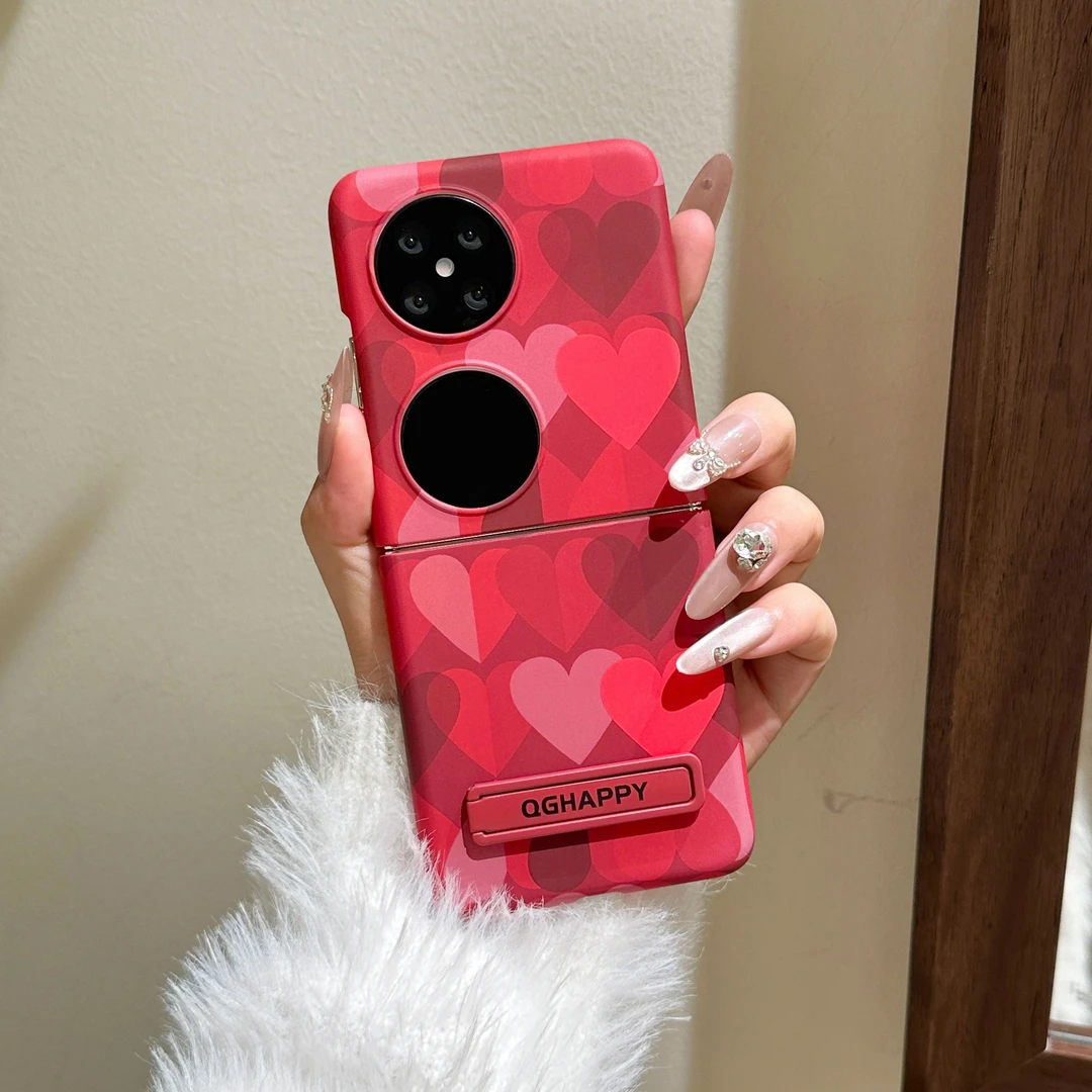 红色爱心适用华为pocket2折叠手机壳oppon3flip超薄肤感小米荣耀