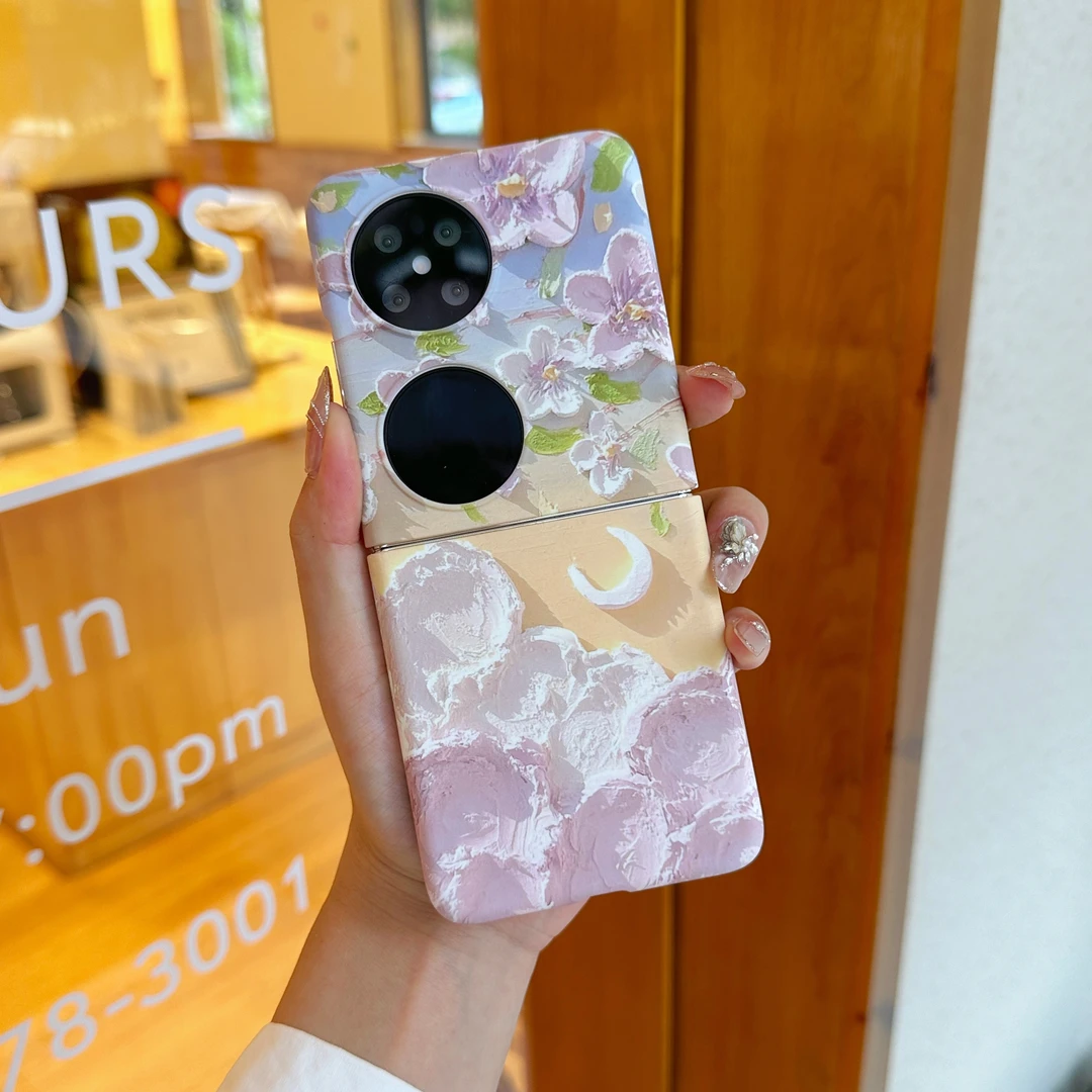 适用华为P50Pockets个性玫瑰花超薄手机壳pocket2高级配件折叠屏