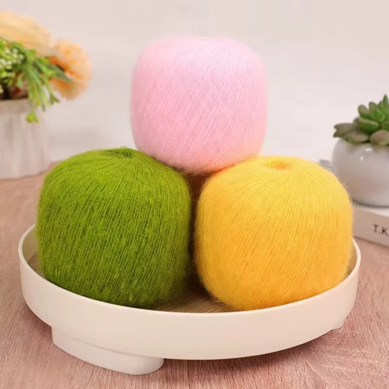 三团以上包邮超柔花色真丝幼马海毛羊毛毛线手工编织（一团25克）