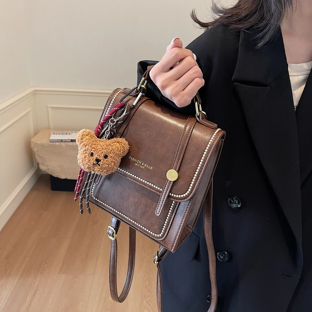 2024新款小众设计包包百搭双肩包女手提韩版书包复古外出旅行背包