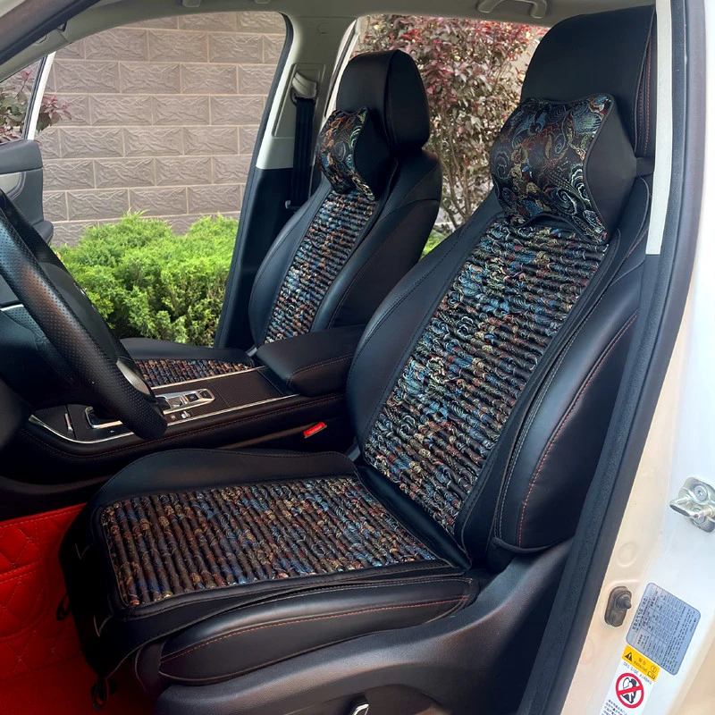 【七座专拍】汽车坐垫刺绣马鞍座垫苦荞壳填充四季通用国潮小蛮腰