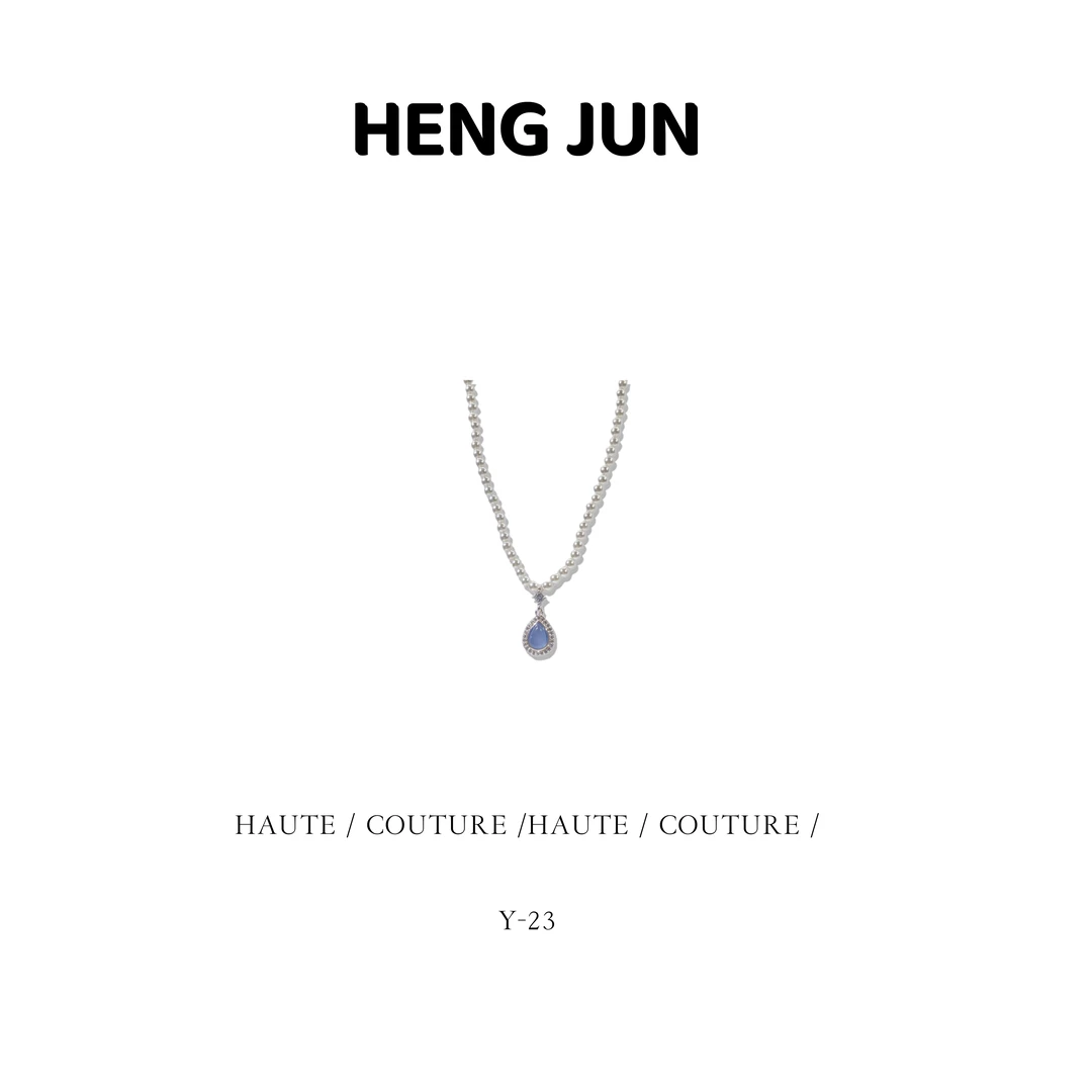 非金属仿珍珠项链 轻奢高级感项链女款优雅气质水滴锁骨链Y-23