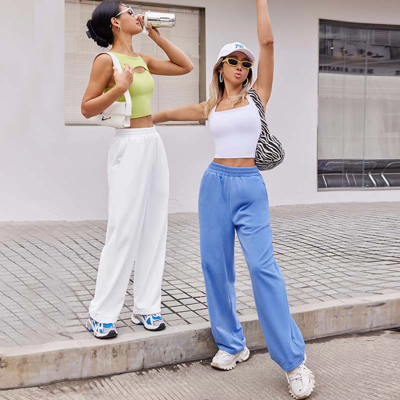 ARIALEISURE 宽松显瘦直筒裤垂感休闲长裤女高腰跑步训练运动裤