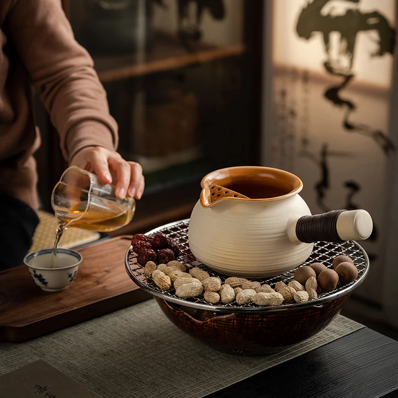 大容量罐罐壶围炉煮茶壶陶瓷手工干烧煮奶茶壶烤奶壶粗陶复古创意