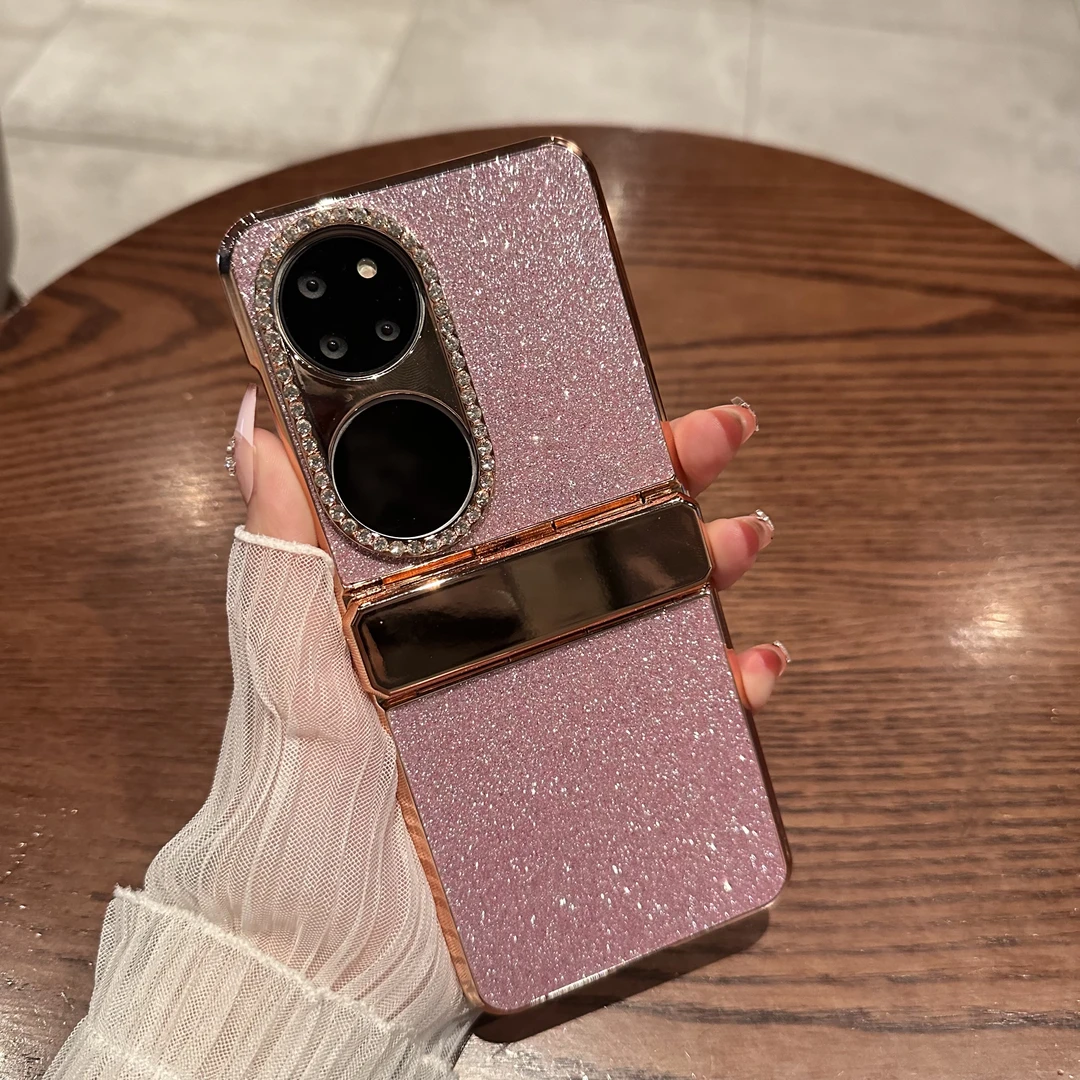 爱美洛华为p50pocket手机壳pockets折叠屏镶钻闪粉铰链全包保护套