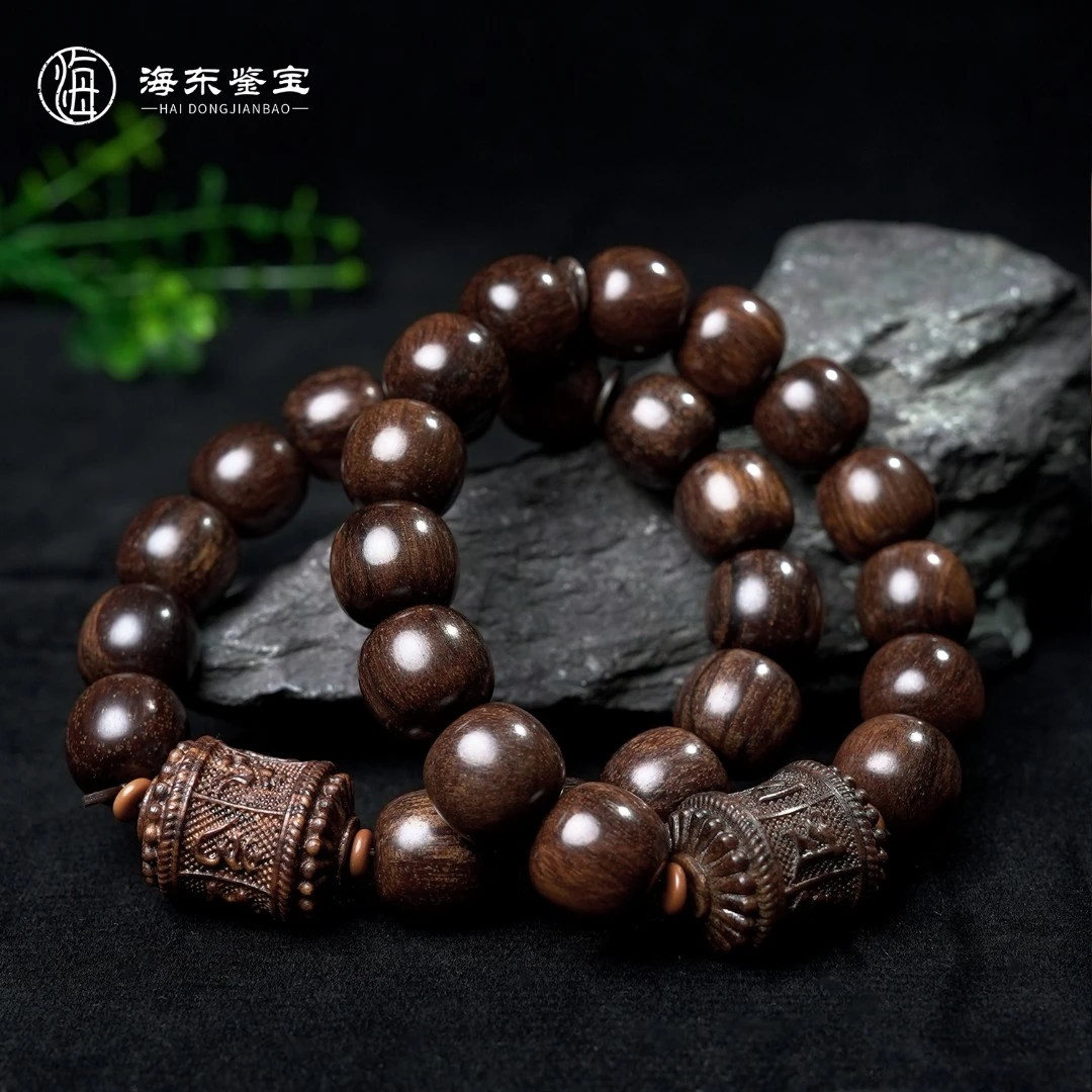 【海东鉴宝】巴布亚贡木鼓珠六字真言手串16*15mm多样性发一（商城）