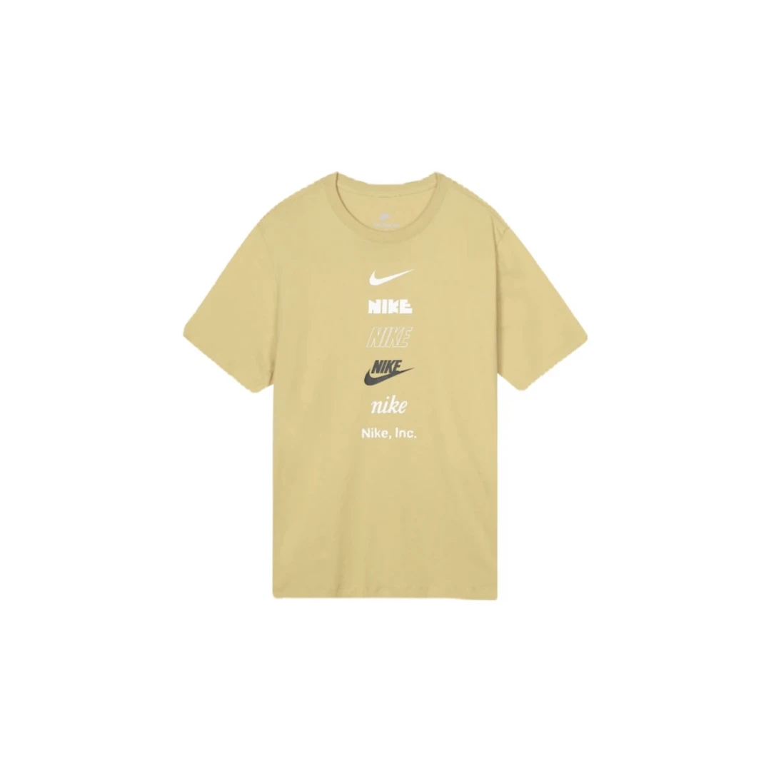 Nike耐克夏季男子纯棉时尚圆领多Logo运动训练休闲短袖T恤 DZ2876