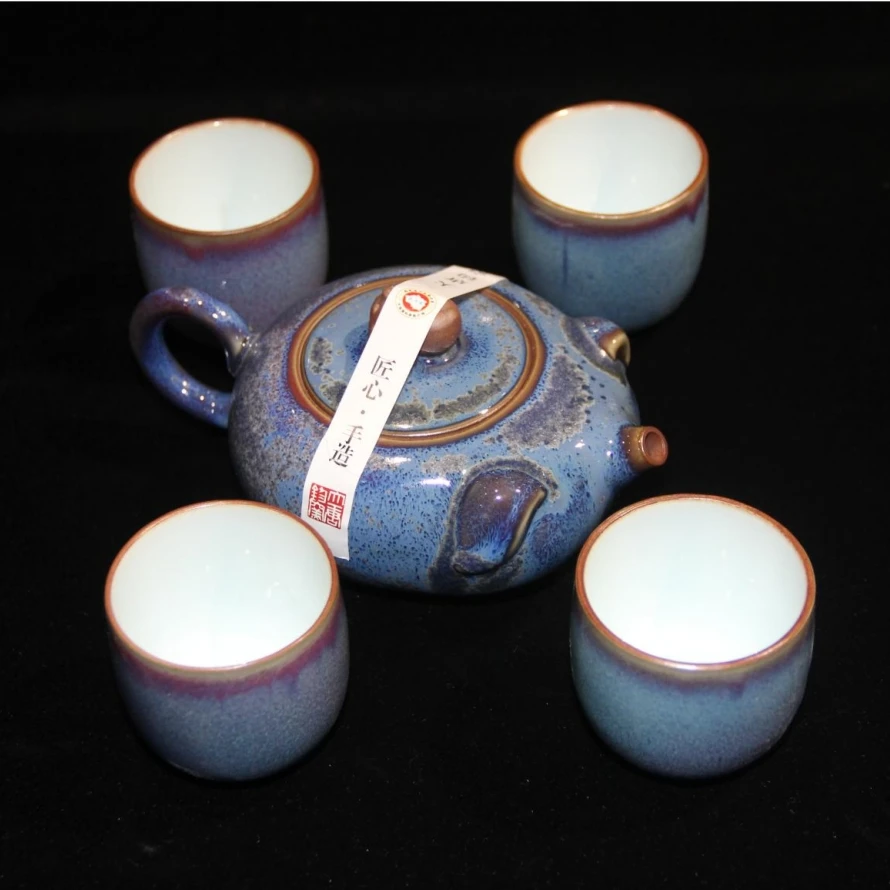 钧瓷小猪功夫茶杯一壶四杯