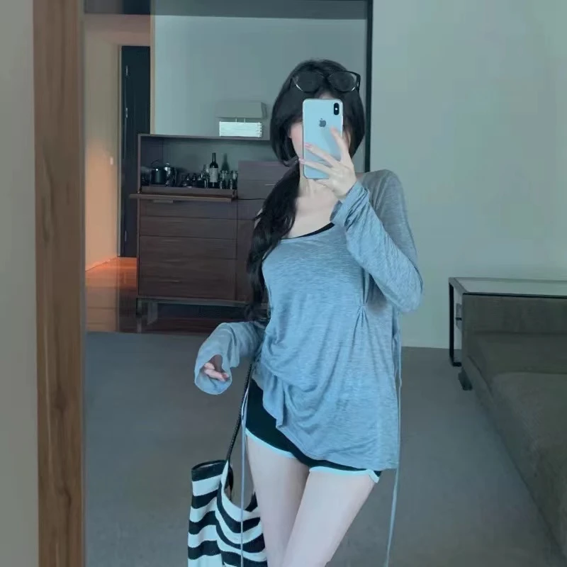 西西 薄款冰丝防晒挂脖吊带上衣