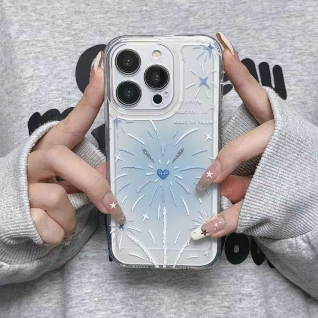 蓝色烟花适用iPhone15promax/14手机壳13女12华为/vivo/小米/oppo