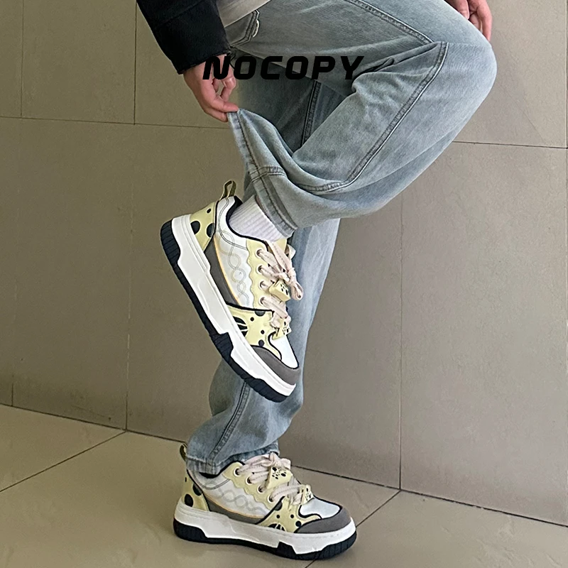 NOCOPY蓝纹芝士潮流百搭增高防滑低帮板鞋男女同款春秋小众韩版