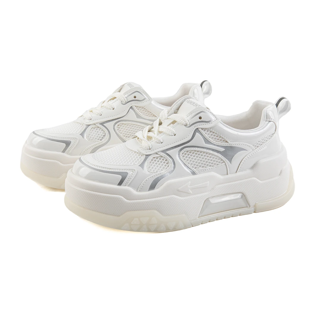 【唯品专属】2263-09夏季新款女板鞋网面平底增高女透气鞋