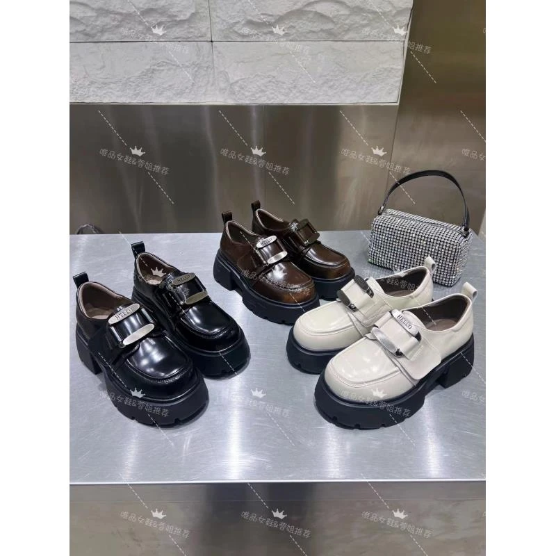 【唯品专属】3635-01 欧美厚底时尚百搭女鞋圆头乐福鞋厚底乐福鞋